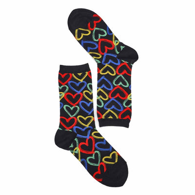 Graffiti Hearts Crew Socks | Women's - Knock Your Socks Off