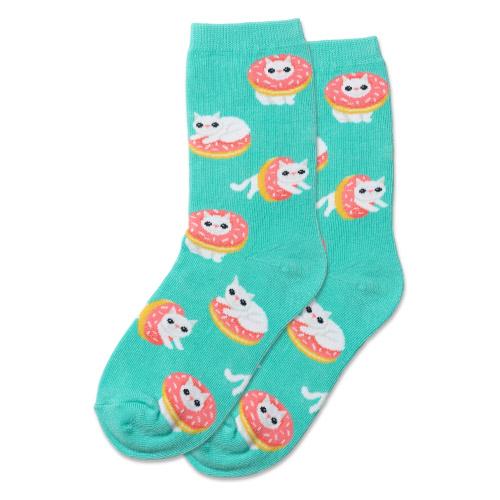 HOT SOX - Donut Cat Crew Socks | Kids' - Knock Your Socks Off