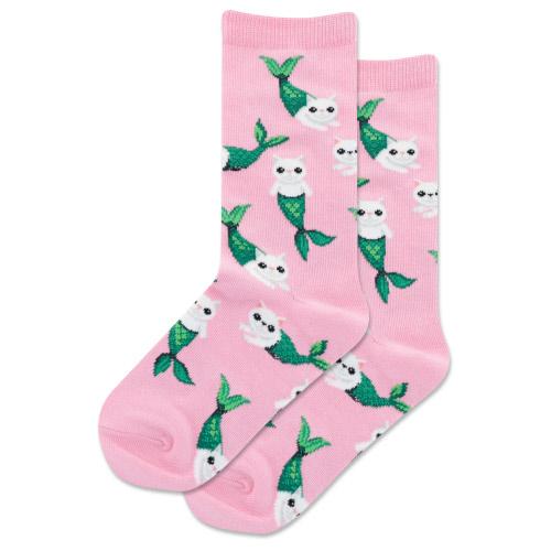 HOT SOX - Mermaid Cat Crew Socks | Kids' - Knock Your Socks Off