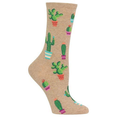 HOT SOX - Potted Cactus Crew Socks | Women's - Knock Your Socks Off