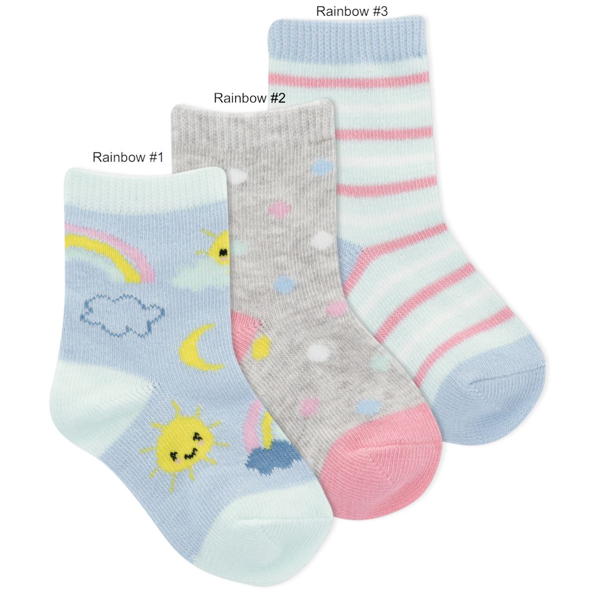 Infant Rainbow and Sun 3-Pack Crew Socks | Kids' - Knock Your Socks Off