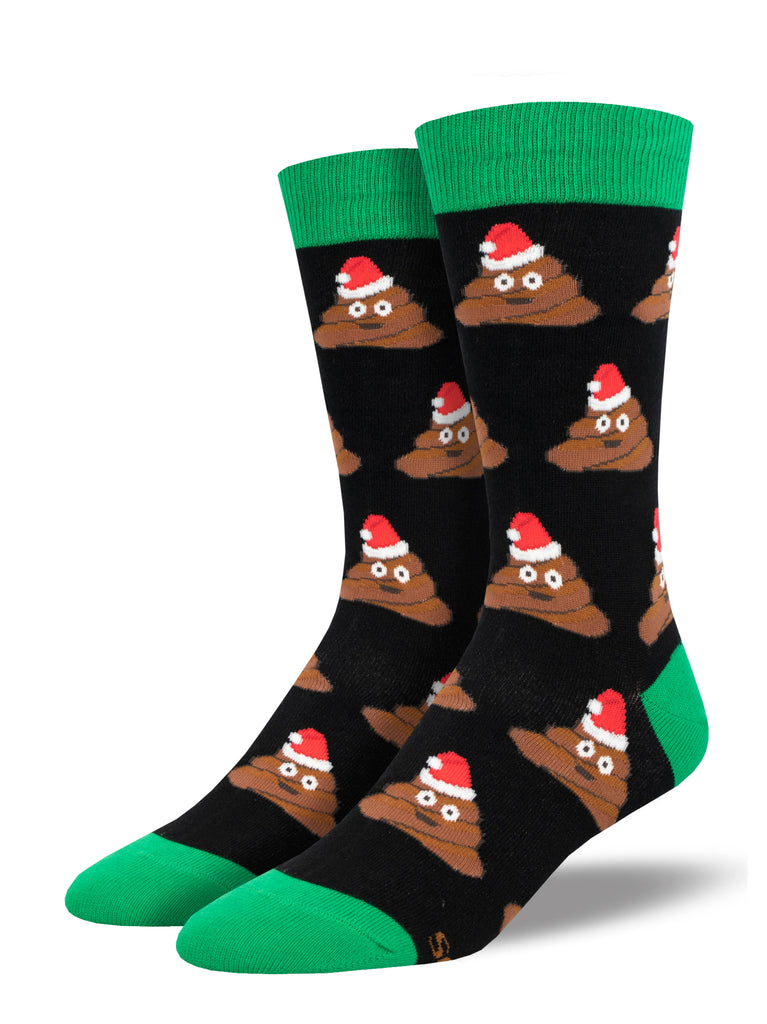 Jolly Poo - Black Crew Socks | Men's - Knock Your Socks Off