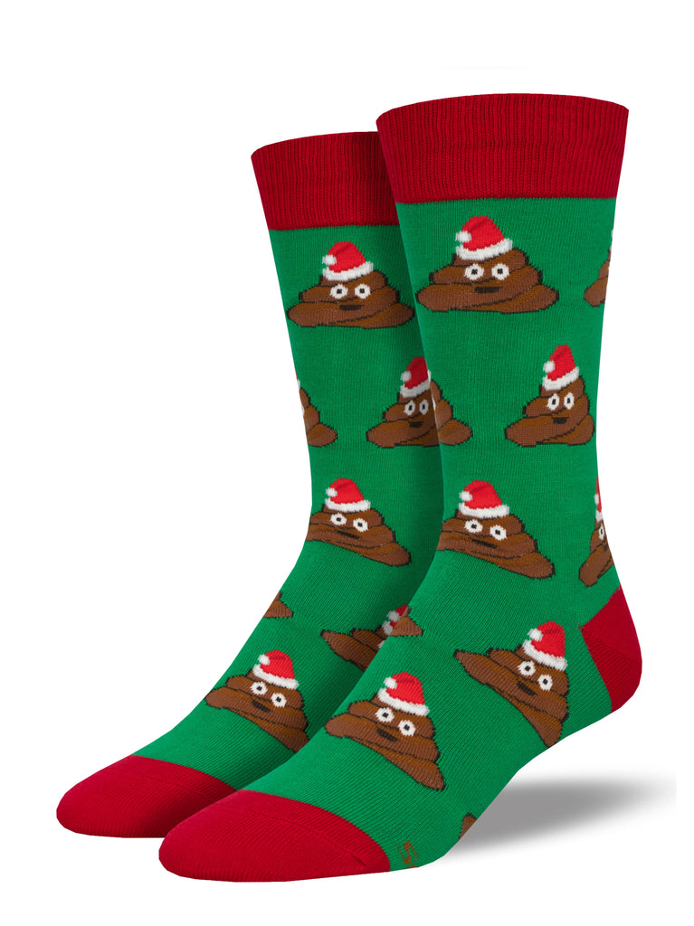 Jolly Poo - Green Crew Socks | Men's - Knock Your Socks Off