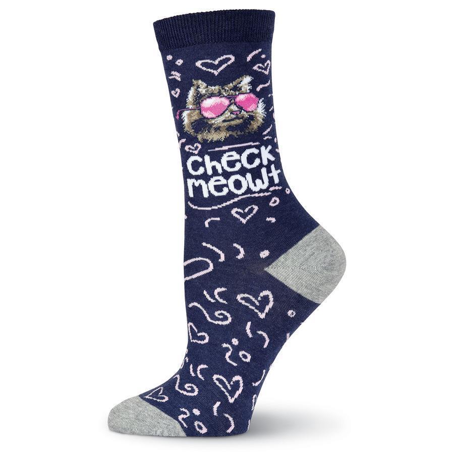 K. Bell - Check Meowt Crew Socks | Women's - Knock Your Socks Off