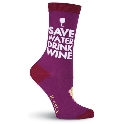 K.Bell - Drink Wine Crew Socks | Women's - Knock Your Socks Off