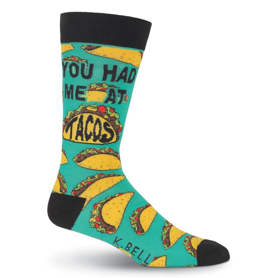 K.Bell - You Had Me at Tacos Crew Socks | Men's - Knock Your Socks Off