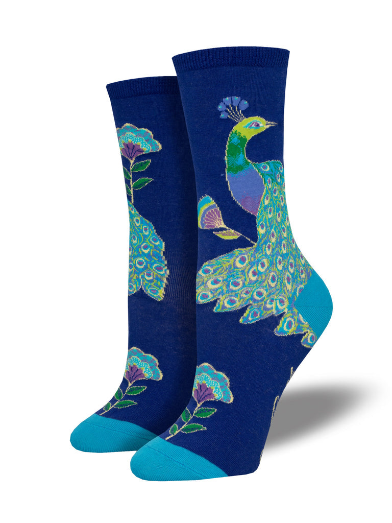 Laurel Burch Intricate Peacock Crew Socks | Women's - Knock Your Socks Off