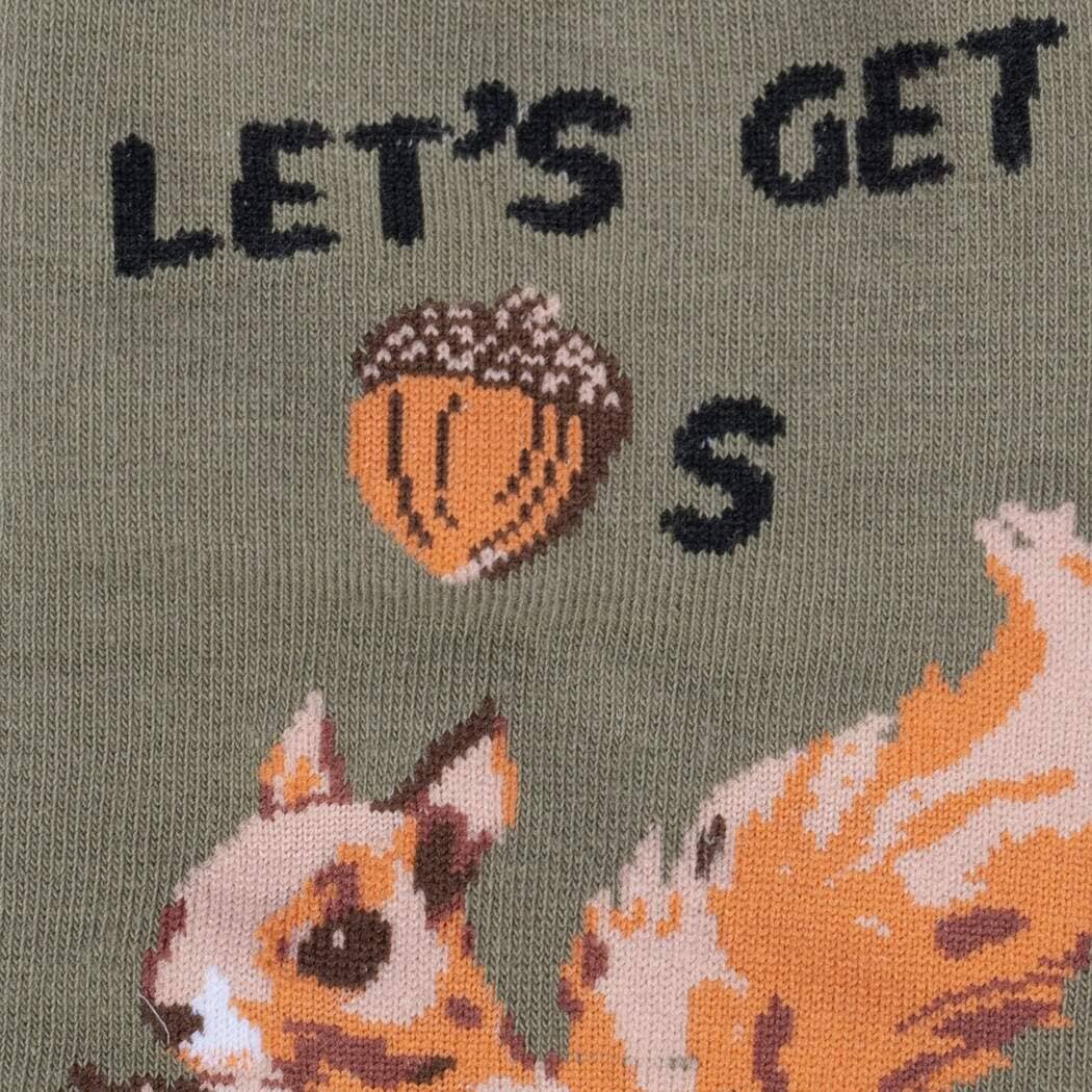 Close-up of the sock detail showing the acorn, &