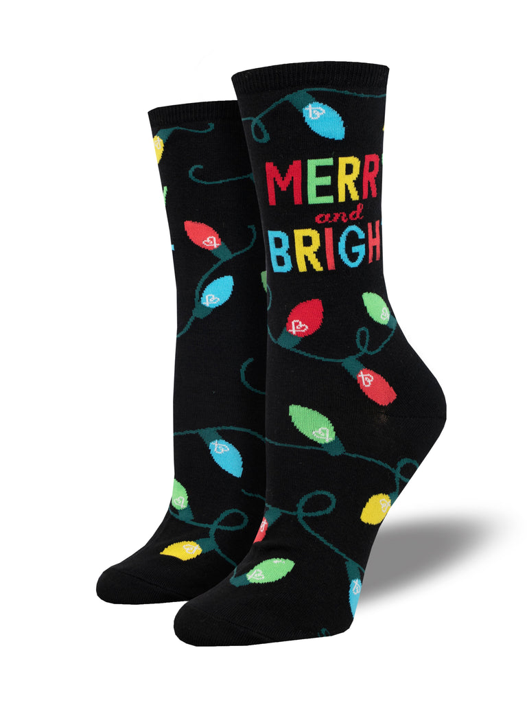 Merry And Bright Crew Socks | Women's - Knock Your Socks Off