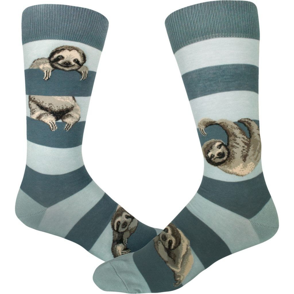 ModSock - Sloth Stripe Crew Socks | Men's - Knock Your Socks Off