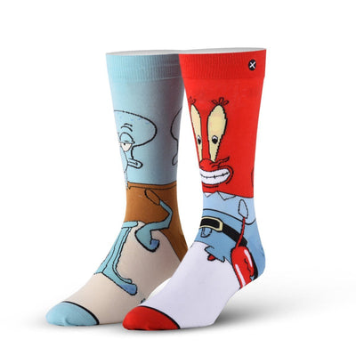 ODD SOX - Squidward & Mr. Krabs Crew Socks | Men's - Knock Your Socks Off