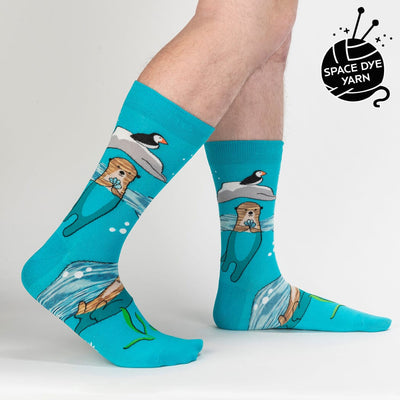 Plays Well With Otters Crew Socks | Men's - Knock Your Socks Off