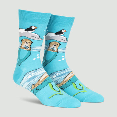 Plays Well With Otters Crew Socks | Men's - Knock Your Socks Off