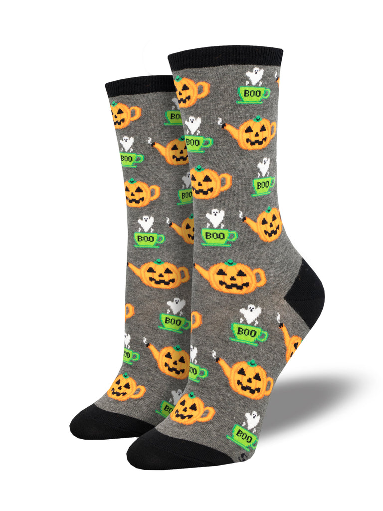 Pumpkin Spice Tea Crew Socks | Women's - Knock Your Socks Off