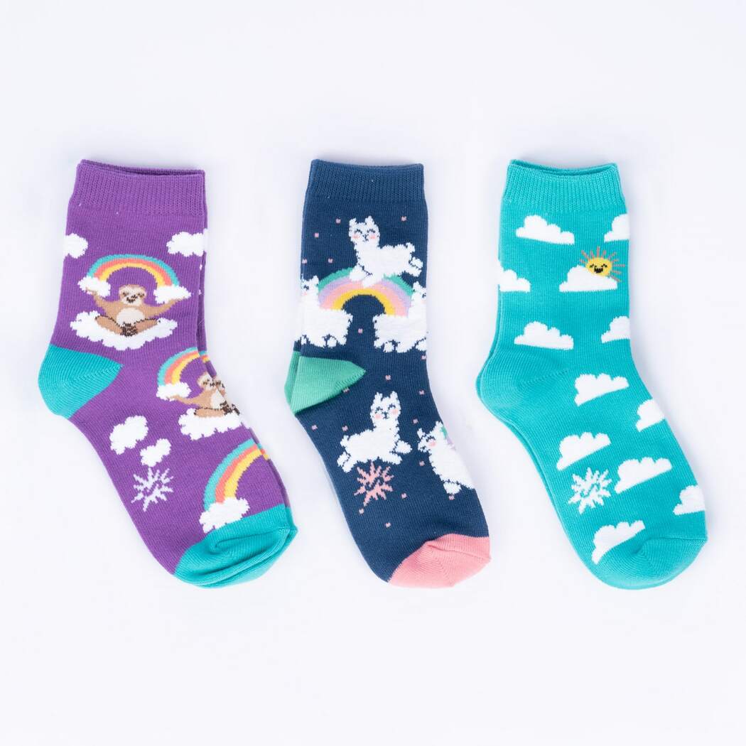 Sloth Dreams Junior Crew Socks 3-Pack | Kids' - Knock Your Socks Off