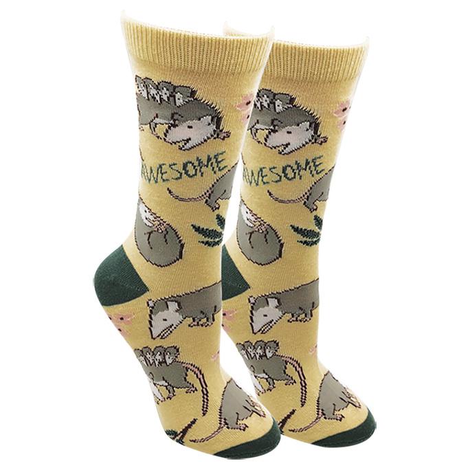 Sock Harbor - Awesome Possum Crew Socks | Women's - Knock Your Socks Off