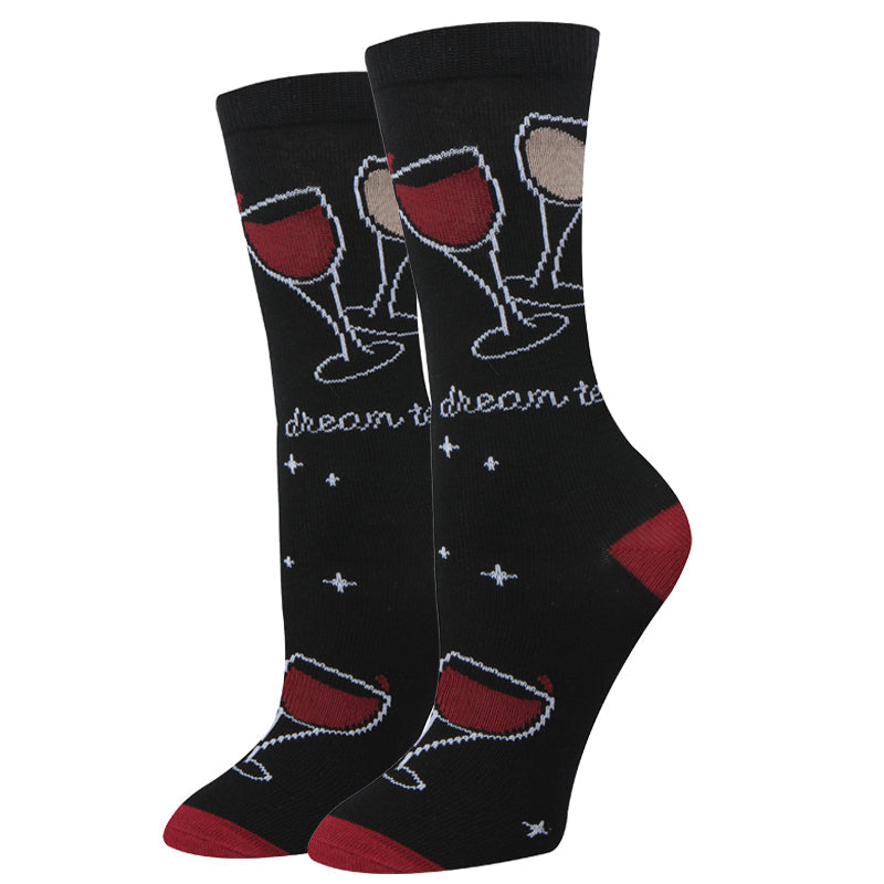 Sock Harbor - "Dream Team" Wine Crew Socks | Women's - Knock Your Socks Off