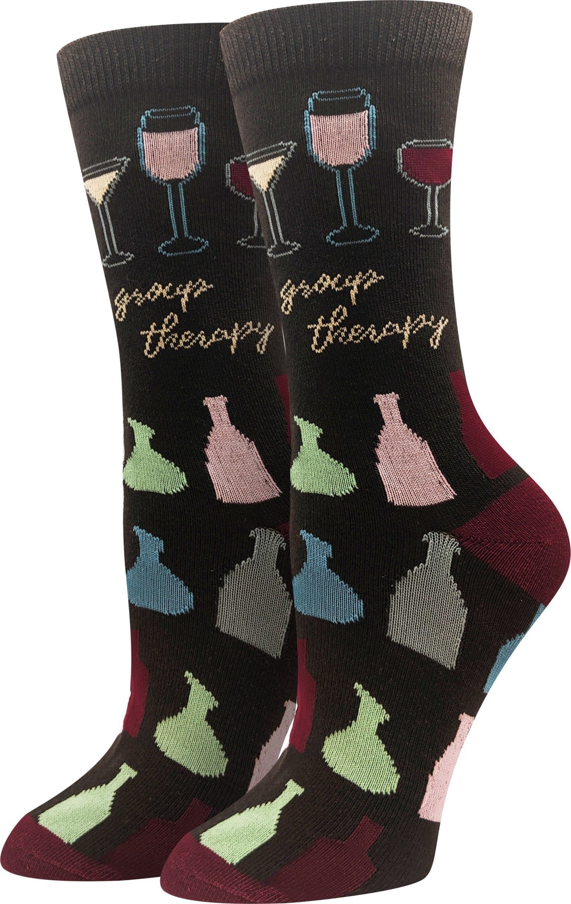 Sock Harbor - "Group Therapy" Drink Crew Socks | Women's - Knock Your Socks Off