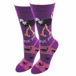 Sock Harbor - "Live Fast" Ostrich Crew Socks | Women's - Knock Your Socks Off