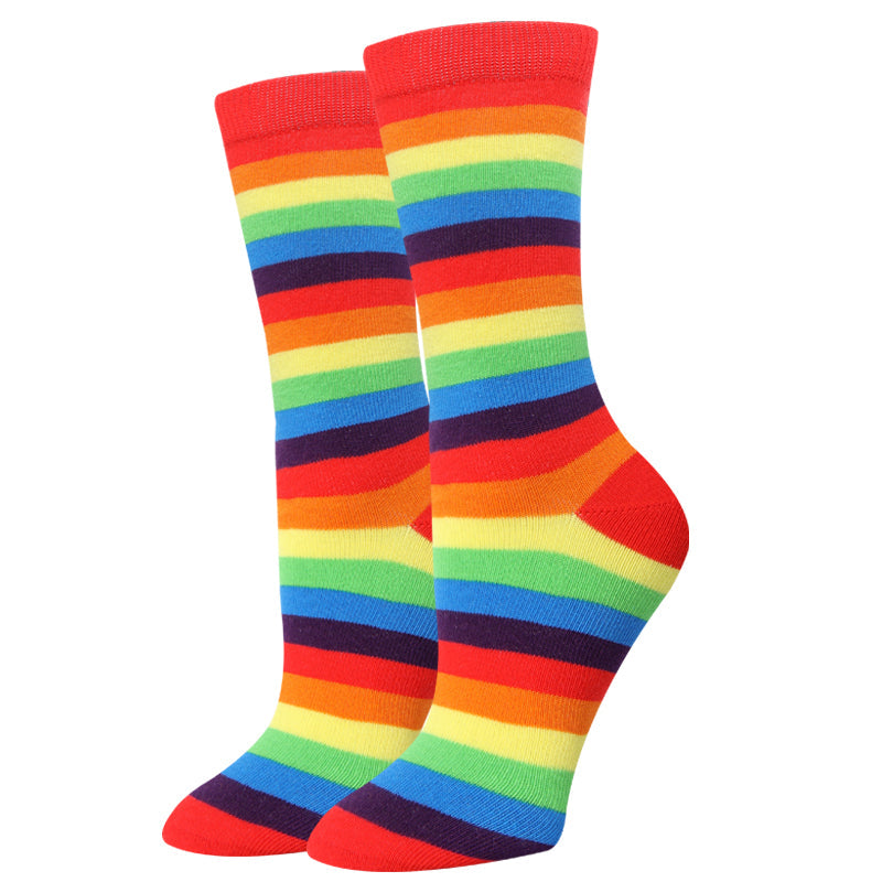 Sock Harbor - Rainbow Stripe Crew Socks | Women's - Knock Your Socks Off