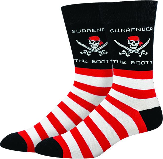 Sock Harbor - Surrender the Booty Pirate Socks | Men's - Knock Your Socks Off