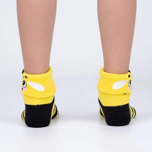 Sock It To Me - "Bee-ing Happy" Junior Turn Cuff Crew Socks | Kids' - Knock Your Socks Off