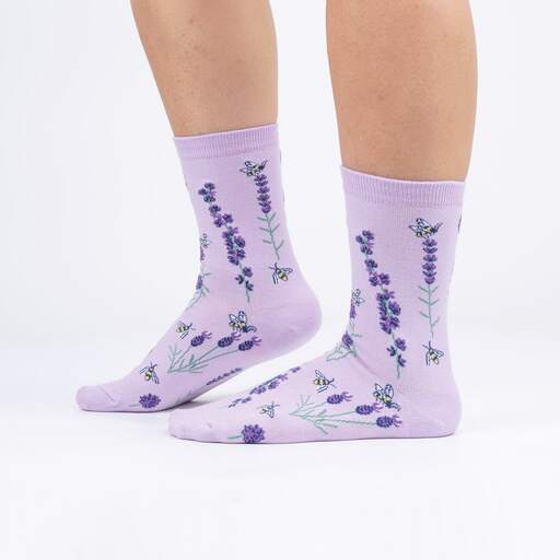 Sock It To Me - Bees & Lavender Crew Socks | Women's - Knock Your Socks Off