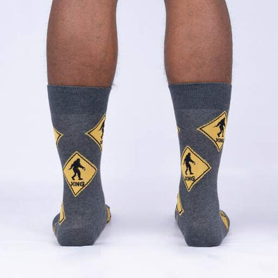 Sock It To Me - "Bigfoot Crossing" Sasquatch Crew Socks | Men's - Knock Your Socks Off