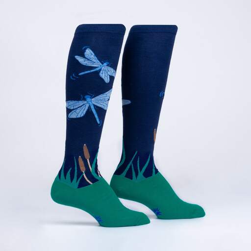 Sock It To Me - "Dragonfly by Night" Knee High Socks | Women's - Knock Your Socks Off