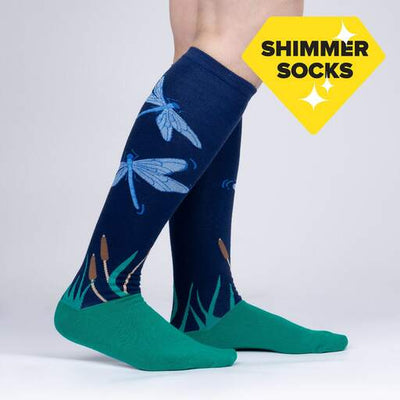 Sock It To Me - "Dragonfly by Night" Knee High Socks | Women's - Knock Your Socks Off