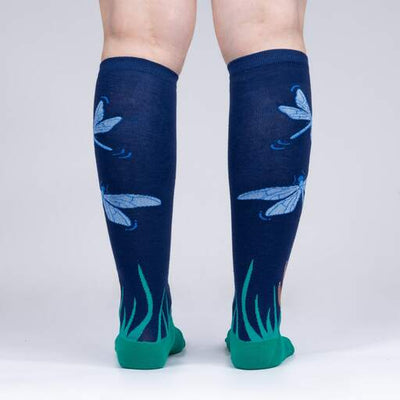 Sock It To Me - "Dragonfly by Night" Knee High Socks | Women's - Knock Your Socks Off