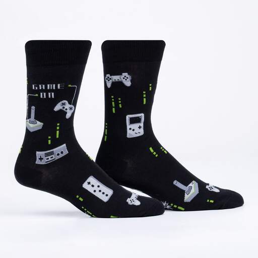 Sock It To Me - "Game On" Video Game Crew Socks | Men's - Knock Your Socks Off