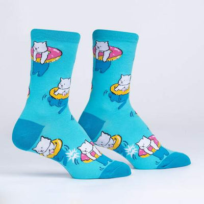 Sock It To Me - "Hangin Meowt" Cat Crew Socks | Women's - Knock Your Socks Off