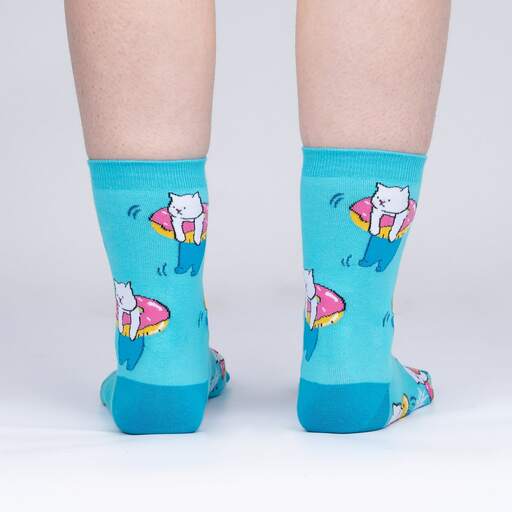 Sock It To Me - "Hangin Meowt" Cat Crew Socks | Women's - Knock Your Socks Off
