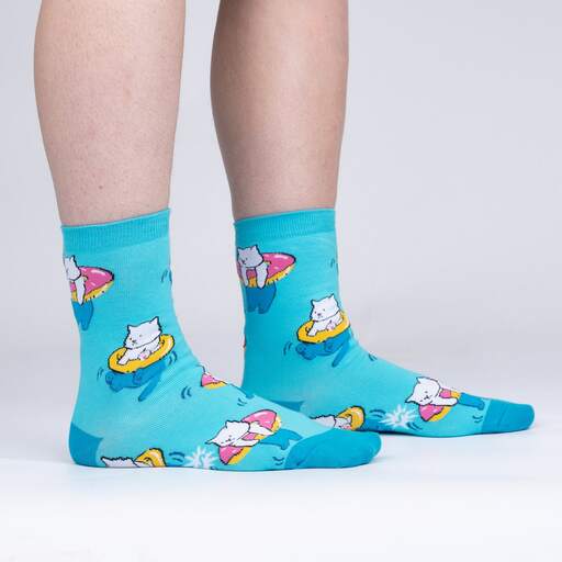 Sock It To Me - "Hangin Meowt" Cat Crew Socks | Women's - Knock Your Socks Off