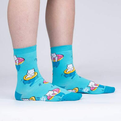Sock It To Me - "Hangin Meowt" Cat Crew Socks | Women's - Knock Your Socks Off
