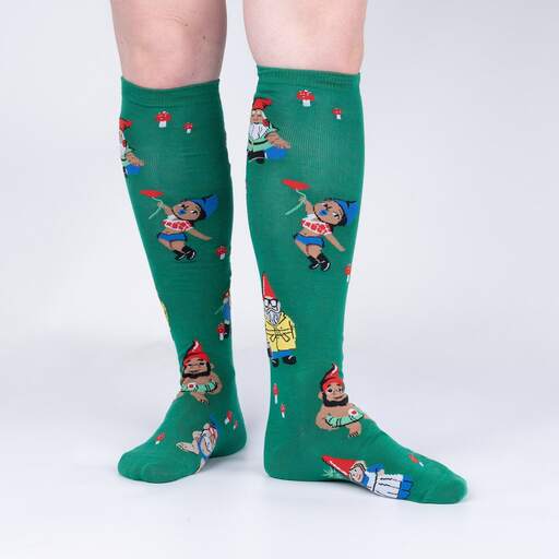 Sock It To Me - "Hangin' with my Gnomies" Garden Gnome Knee High Socks | Women's - Knock Your Socks Off