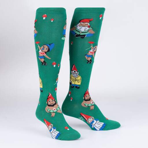 Sock It To Me - "Hangin' with my Gnomies" Garden Gnome Knee High Socks | Women's - Knock Your Socks Off
