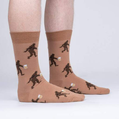 Sock It To Me - "Larger Than Life" Bigfoot Beer Crew Socks | Men's - Knock Your Socks Off
