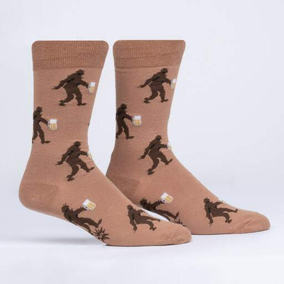 Sock It To Me - "Larger Than Life" Bigfoot Beer Crew Socks | Men's - Knock Your Socks Off