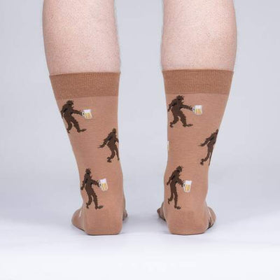Sock It To Me - "Larger Than Life" Bigfoot Beer Crew Socks | Men's - Knock Your Socks Off