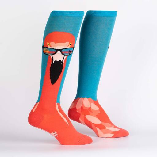 Sock It To Me - "Ready to Flamingle" Flamingo Knee High Socks | Women's - Knock Your Socks Off