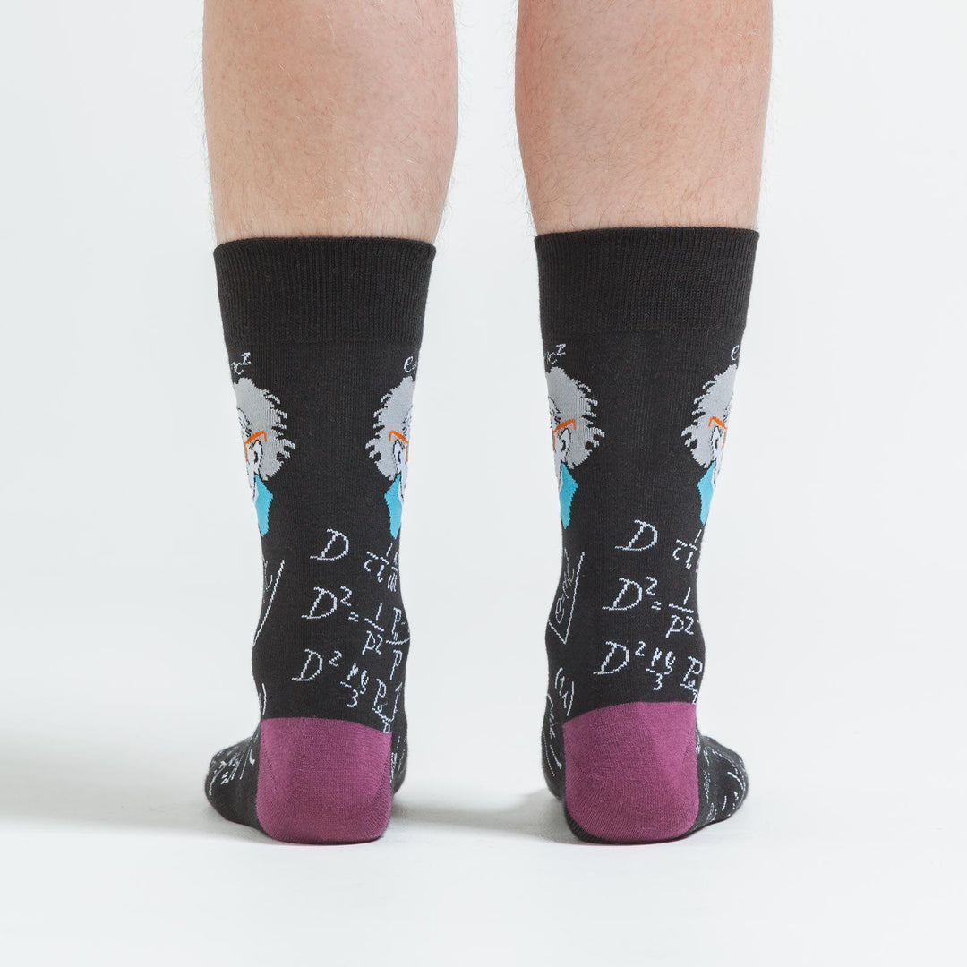Back view of the Einstein crew socks worn on a man&