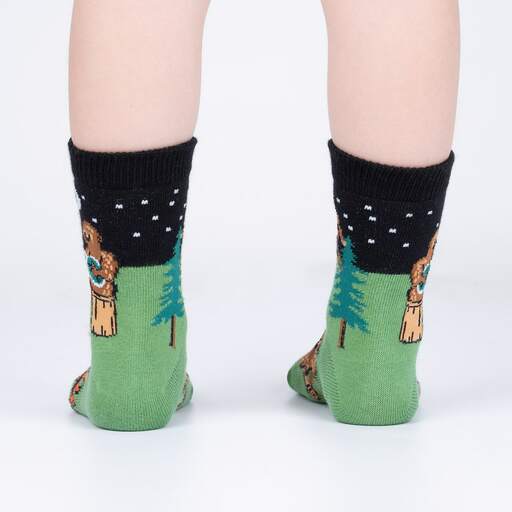 Sock It To Me - "Sasquatch Campout" Bigfoot Camping Youth Crew Socks | Kids' - Knock Your Socks Off
