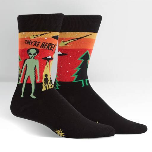 Sock It To Me - "They're Here" Alien Crew Socks | Men's - Knock Your Socks Off