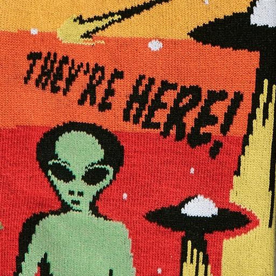 Sock It To Me - "They're Here" Alien Crew Socks | Men's - Knock Your Socks Off