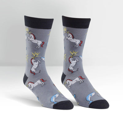 Sock It To Me - Unicorn vs. Narwhal Crew Socks | Men's - Knock Your Socks Off