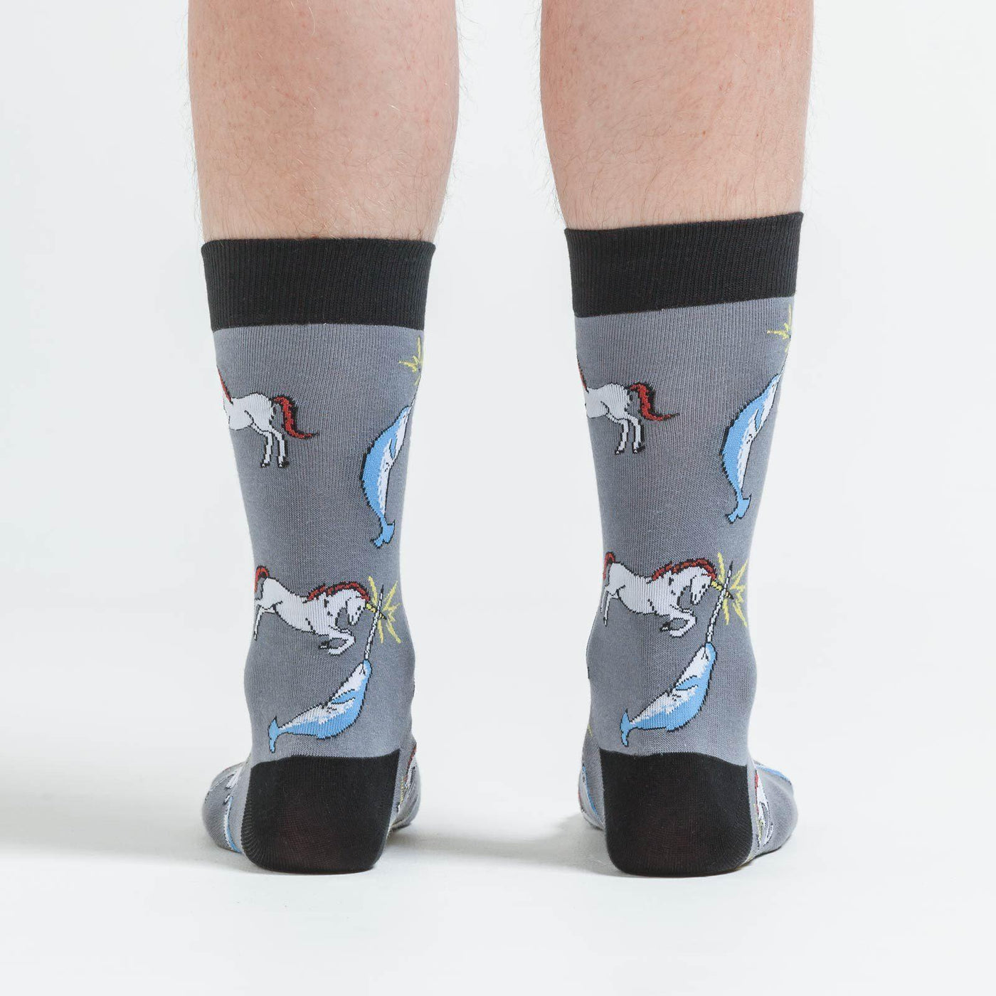 Sock It To Me - Unicorn vs. Narwhal Crew Socks | Men's - Knock Your Socks Off