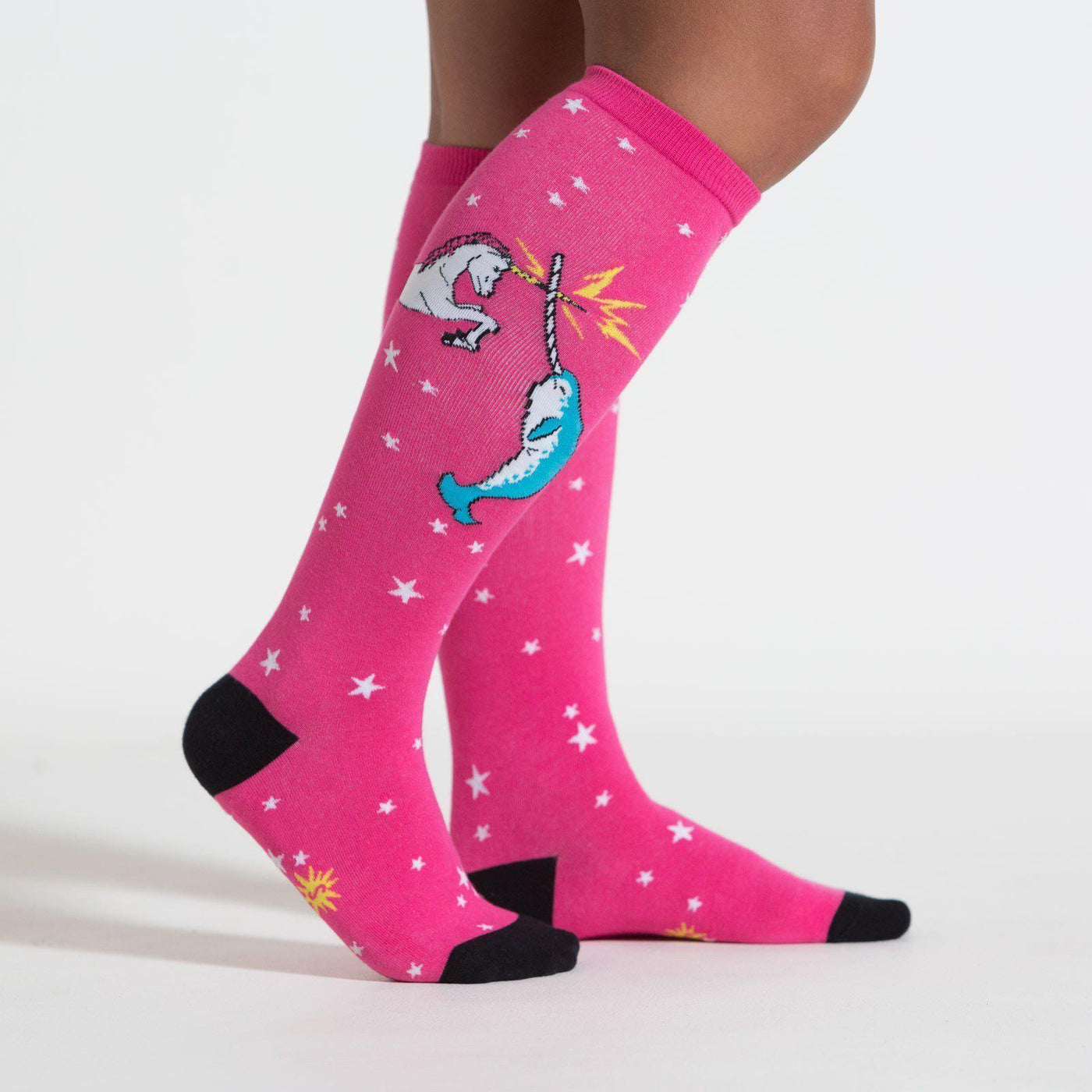 Sock It To Me - Unicorn vs. Narwhal Knee High Socks | Women's - Knock Your Socks Off