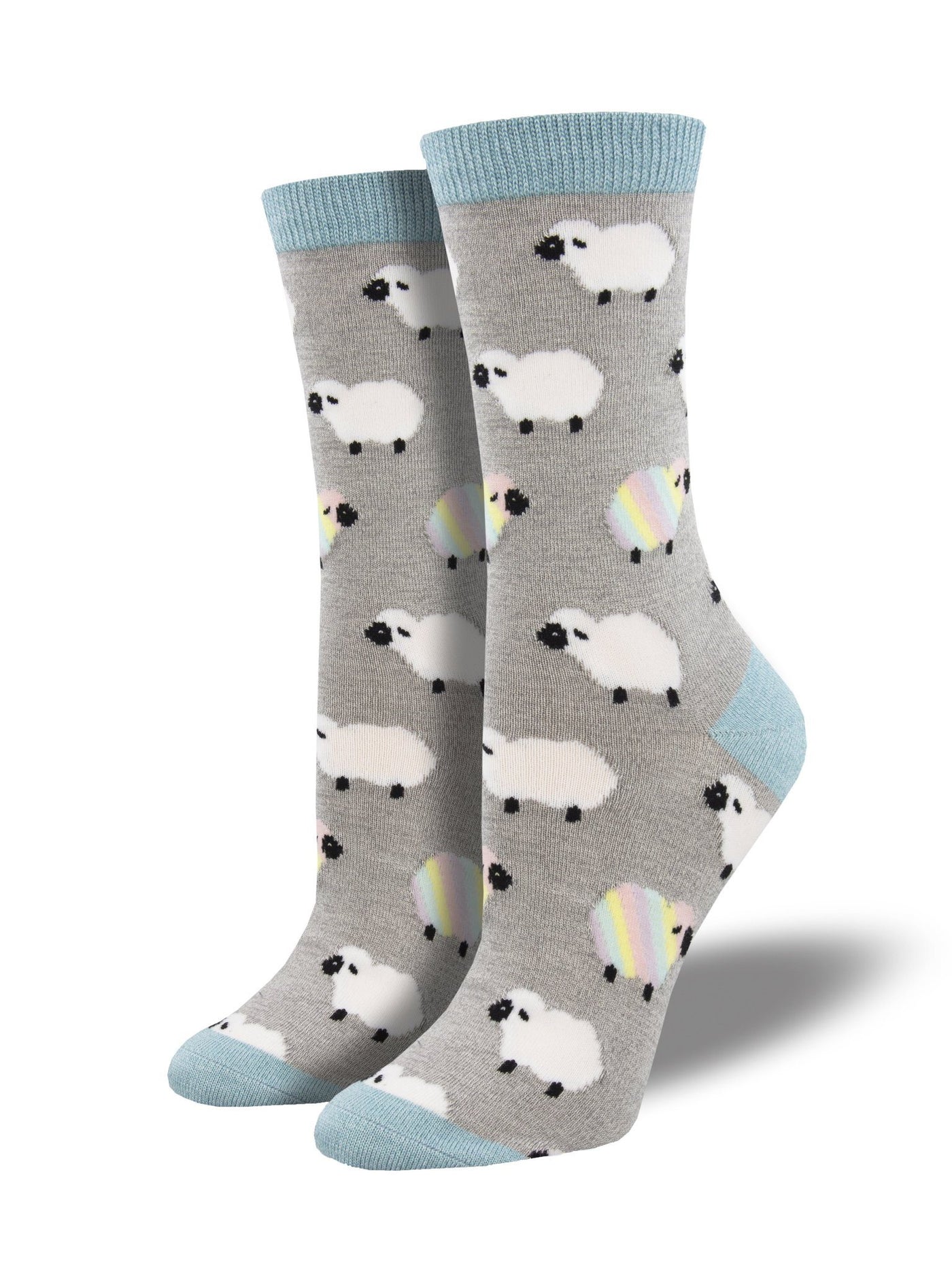 Socksmith - Bamboo "Ewenique" Rainbow Sheep Crew Socks | Women's - Knock Your Socks Off